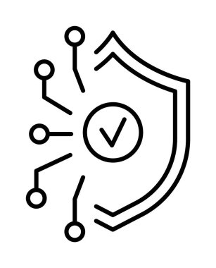 Computer, device, protect vector icon on transparent background. Outline Computer, device, protect vector icon.
