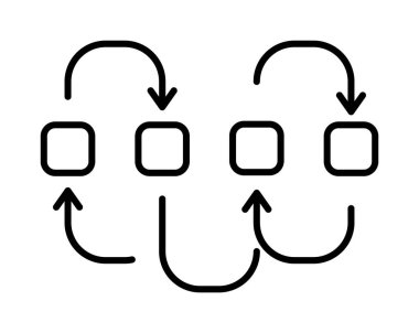 Algorithm, connection, hierarchy vector icon on transparent background. Outline Algorithm, connection, hierarchy vector icon.
