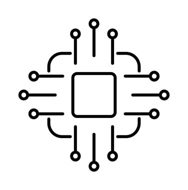 Chip, connection, network vector icon on transparent background. Outline Chip, connection, network vector icon.