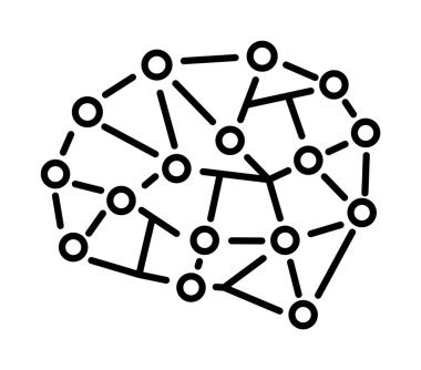 Artificial, brain, connection vector icon on transparent background. Outline Artificial, brain, connection vector icon.