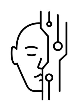 Ai, artificial, engineering vector icon on transparent background. Outline Ai, artificial, engineering vector icon.