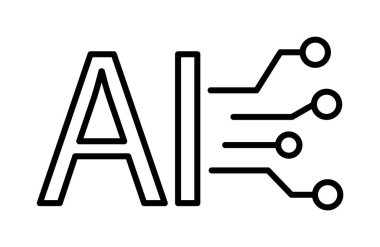 Ai, artificial, artificial intelligence vector icon on transparent background. Outline Ai, artificial, artificial intelligence vector icon.