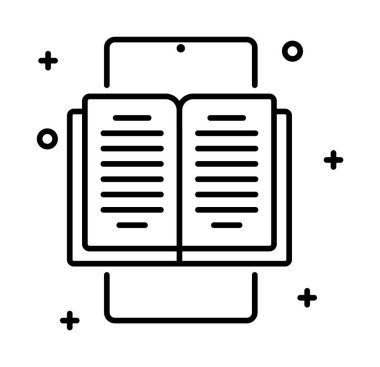 Phone, book, online education. line vector icon on transparent background. Outline Phone, book, online education. line vector icon.