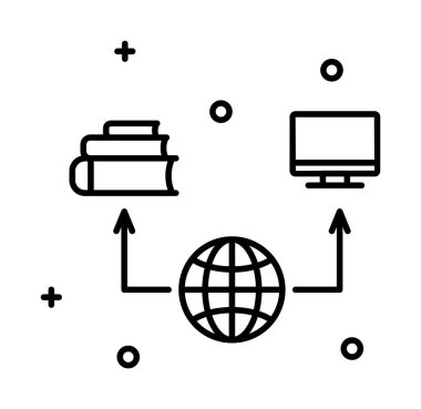 Global education, online knowledge, line vector icon on transparent background. Outline Global education, online knowledge, line vector icon.