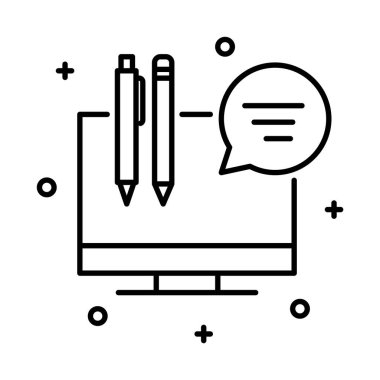 Online education, line vector icon on transparent background. Outline Online education, line vector icon.