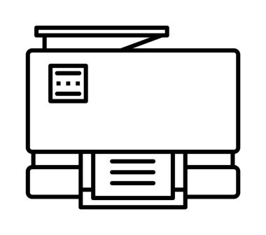 Device, office, print vector icon on transparent background. Outline Device, office, print vector icon.