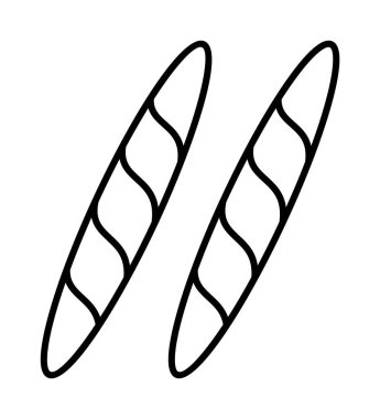 Baguette, bakery, bread vector icon on transparent background. Outline Baguette, bakery, bread vector icon.