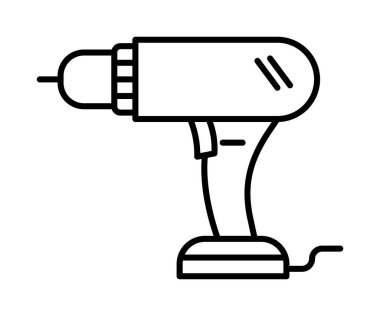 Drill, installation, repair vector icon on transparent background. Outline Drill, installation, repair vector icon.