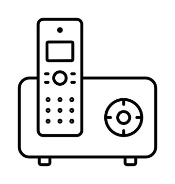 Cordless, phone, telephone vector icon on transparent background. Outline Cordless, phone, telephone vector icon.