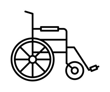 Orthopedics, rehabilitation, wheelchair vector icon on transparent background. Outline Orthopedics, rehabilitation, wheelchair vector icon.