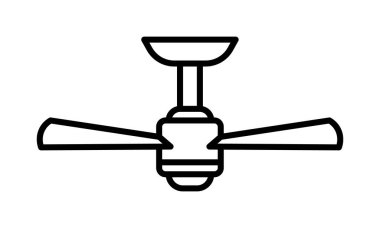 Ceiling, fan, interior vector icon on transparent background. Outline Ceiling, fan, interior vector icon.