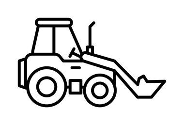 Bulldozer, front, loader vector icon on transparent background. Outline Bulldozer, front, loader vector icon.