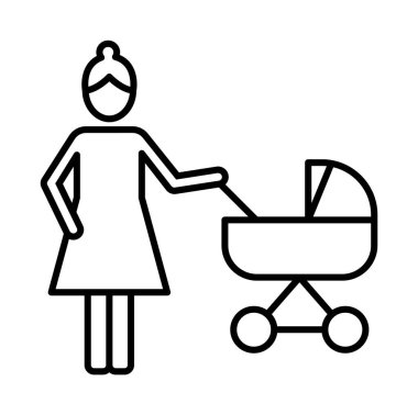 Baby, carriage, leave vector icon on transparent background. Outline Baby, carriage, leave vector icon.