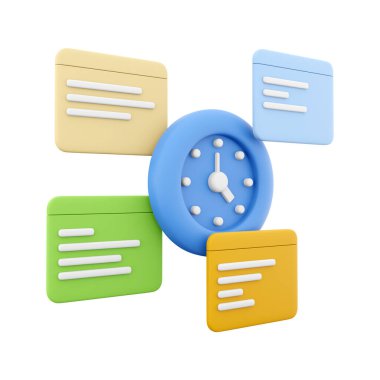 3D saat ve bildirim simgesi hazırlanıyor. 3D çalar saat ve sohbet kutusu simgesi oluştur. Saat ve Bildirimler