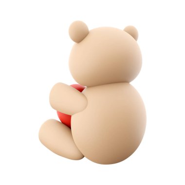3d render Icon of teddy bear toy with a heart. 3d rendering icon teddy bear toy with heart. Teddy bear toy with a heart