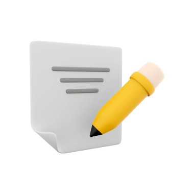 3d rendering clipboard and pencil icon. 3d render writing text with pencil on clipboard icon. Clipboard and pencil