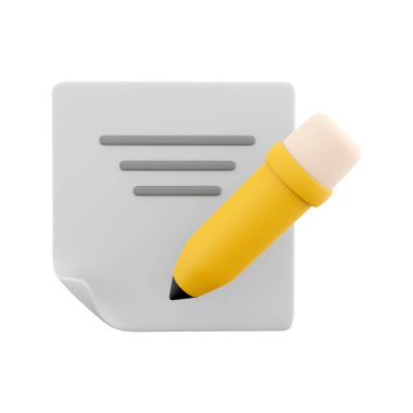 3d rendering clipboard and pencil icon. 3d render writing text with pencil on clipboard icon. Clipboard and pencil