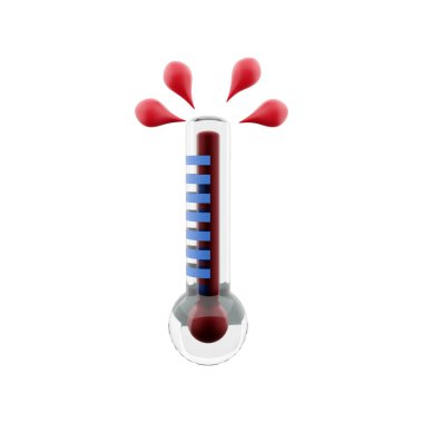 3D rendering high thermometer score icon. 3d render hot weather icon. High thermometer score.