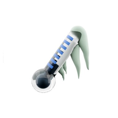 3d rendering low degree thermometer covered with snow icon. 3d render cold weather meteorology thermometr with snow icon. Low degree thermometer covered with snow.