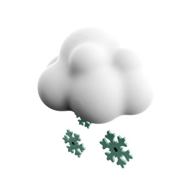 3d rendering snowy weather icon. 3d render snow with cloud icon. Snowfall.