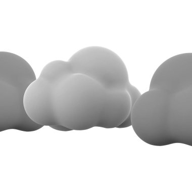 3d rendering dark and white clouds icon. 3d render cloudly weather icon. Dark and white clouds.