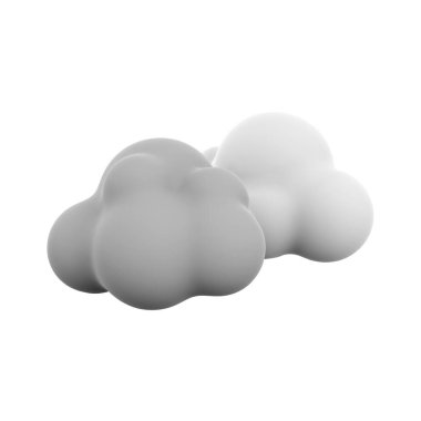 3d rendering dark and white clouds icon. 3d render cloudly weather icon. Dark and white clouds.