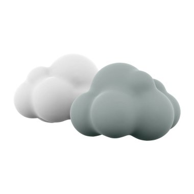 3d rendering dark and white clouds icon. 3d render cloudly weather icon. Dark and white clouds.