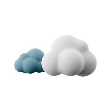 3d rendering dark and white clouds icon. 3d render cloudly weather icon. Dark and white clouds.