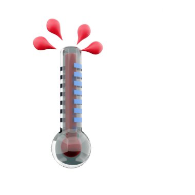 3D rendering high thermometer score icon. 3d render hot weather icon. High thermometer score.