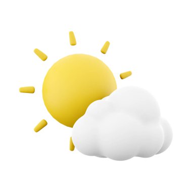 3d rendering sun ahead of the clouds icon. 3d render weather sun cloud icon. sun ahead of the clouds.