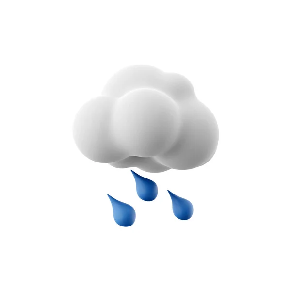 3d rendering rainy weather icon. 3d render cloud with rain. Rainy weather.