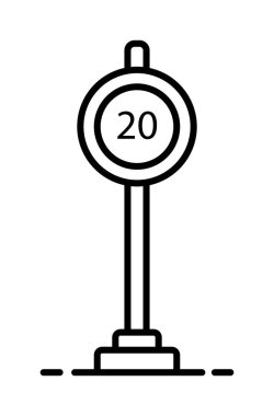 Speed Limit, line vector icon on transparent background. Outline Speed Limit, line vector icon.