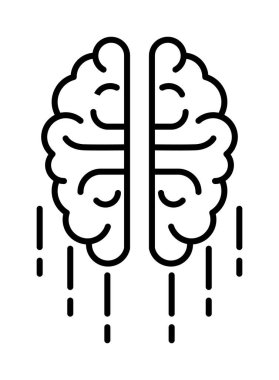 Brain, line vector icon on transparent background. Outline Brain, line vector icon.