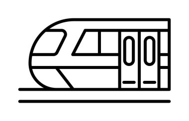 Train, line vector icon on transparent background. Outline Train, line vector icon.