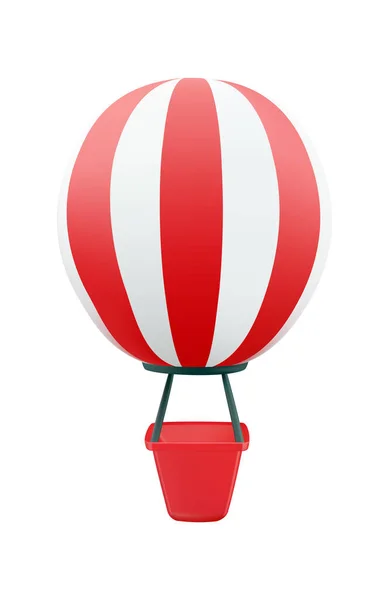 3D熱気球ベクトル図 赤と白の熱気球アイコン3D漫画スタイル — ストックベクタ