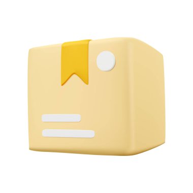 Karton kutu, teslimat paketi, kargo kutusu. Ulaşım, teslimat, nakliye konsepti. 3d vektör simgesi Çizgi film asgari biçimi