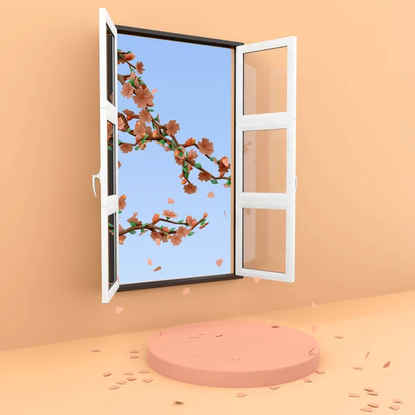 Rendering Open Windows Which Ripening Trees Visible Icon Render Bright — Stock Photo, Image