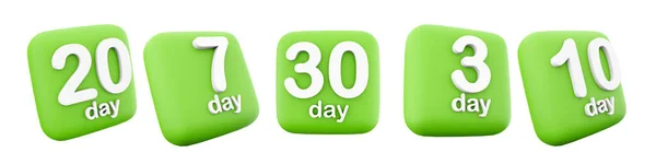 3D渲染3天 10天 20天 30天左图标集 3D渲染商店销售启动图标集 三十天 — 图库照片