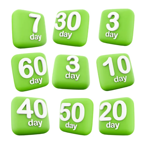 Rendering Day Left Icon Set Render Event Reminder Day Icon — Stock Photo, Image