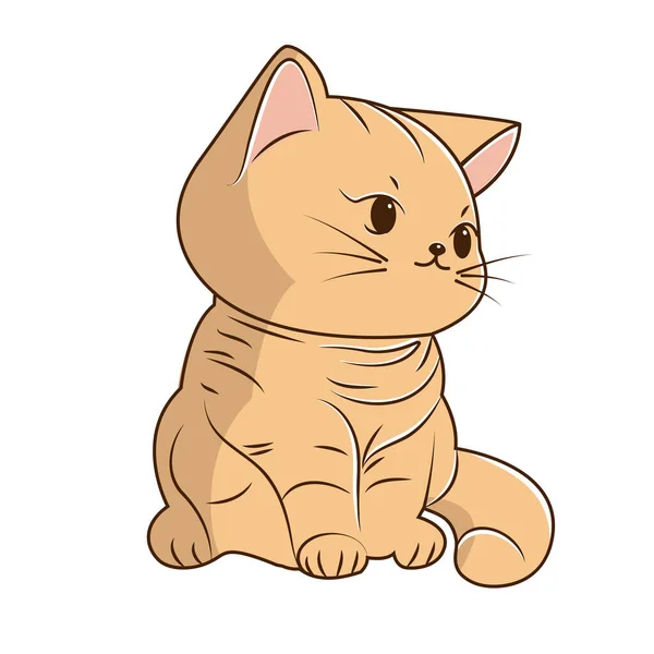 Vector Puffy Kitten Lovely Brown Cat Icon Vector Light Brown — Stock Vector