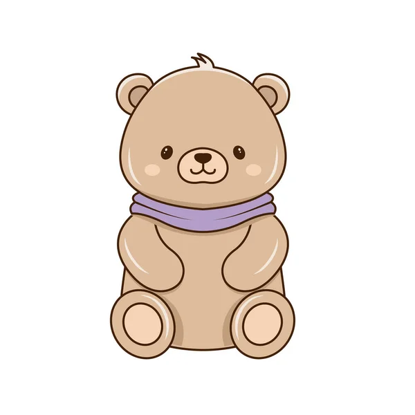 Vector Bebê Urso Brinquedo Pelúcia Sentado Brown Toddler Soft Plushies — Vetor de Stock