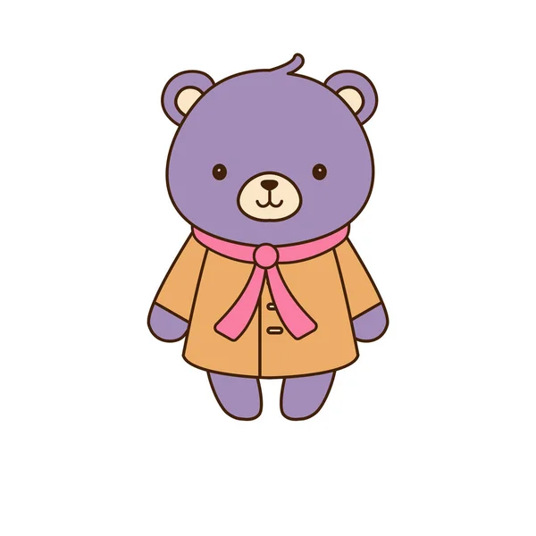 矢量简洁美丽的口号与熊玩具图标 带有粉色围巾和棕色衬衫图标的矢量熊 — 图库矢量图片