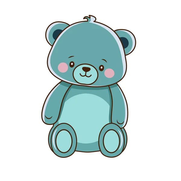 Vector Blauer Teddybär Mit Abstehenden Haaren Auf Dem Kopf Symbol — Stockvektor