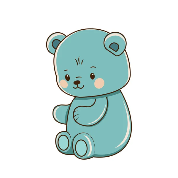 Векторная Икона Плюшевого Мишки Векторный Бирюзовый Медведь Розовыми Щеками Медведь — стоковый вектор