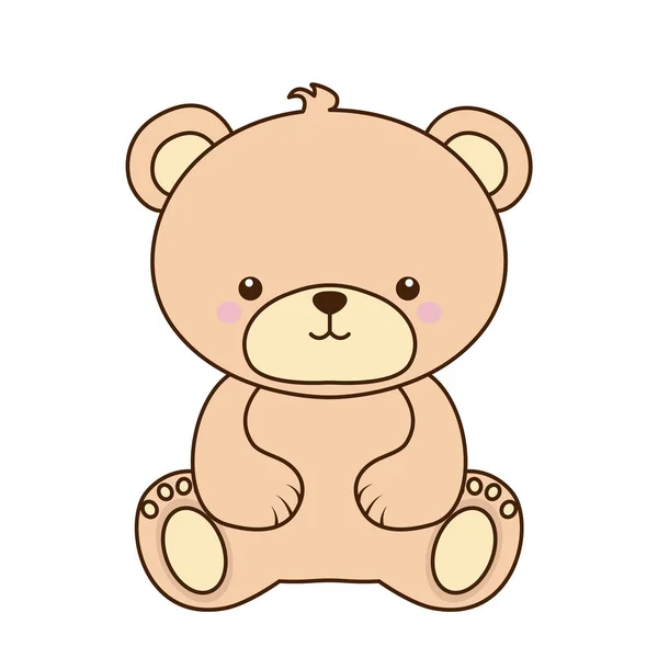 Значок Куклы Векторной Мишки Вектор Игривый Ярко Коричневый Медведь Сидя — стоковый вектор
