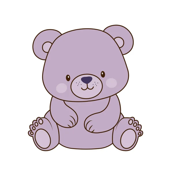 Vector Cute Shy Bear Sitting Floor Icon Vector Low Toy — Stock Vector
