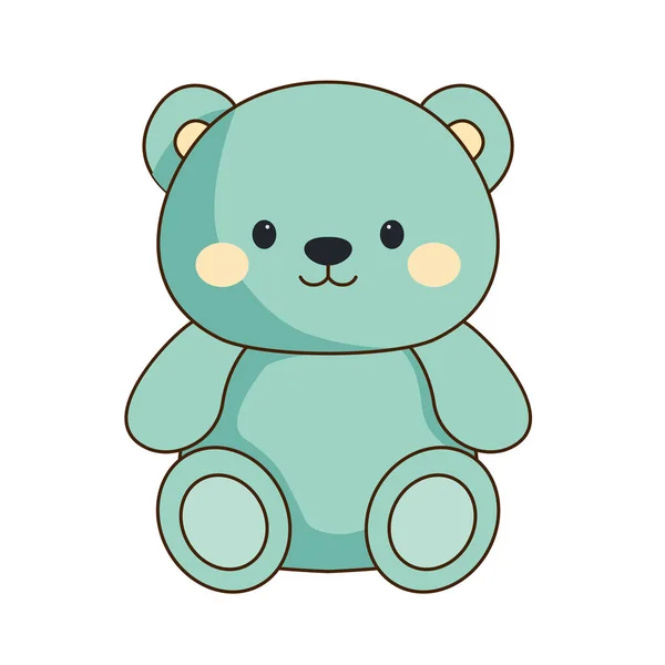 Векторний Бірюзовий Ведмідь Світло Рожевими Щоками Векторна Іграшка Невеликого Розміру — стоковий вектор