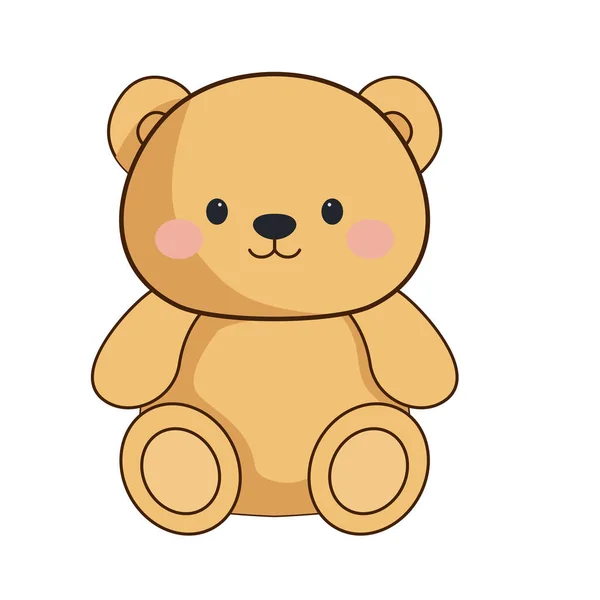 Vector Klassische Teddybär Symbol Vector Brauner Kleiner Spielzeugbär — Stockvektor