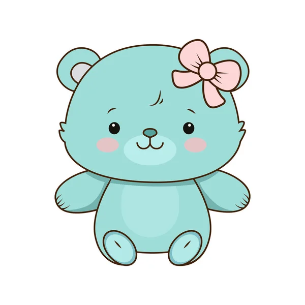 Vector Cute Cartoon Teddy Bear Girl Pink Bow Icon 할리우드 — 스톡 벡터