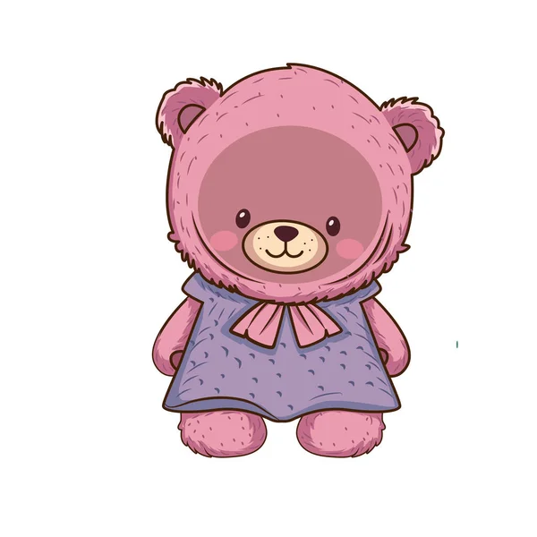 矢量可爱的粉红熊娃娃与弓形图标 游戏中明亮的粉红熊坐骑图标 — 图库矢量图片